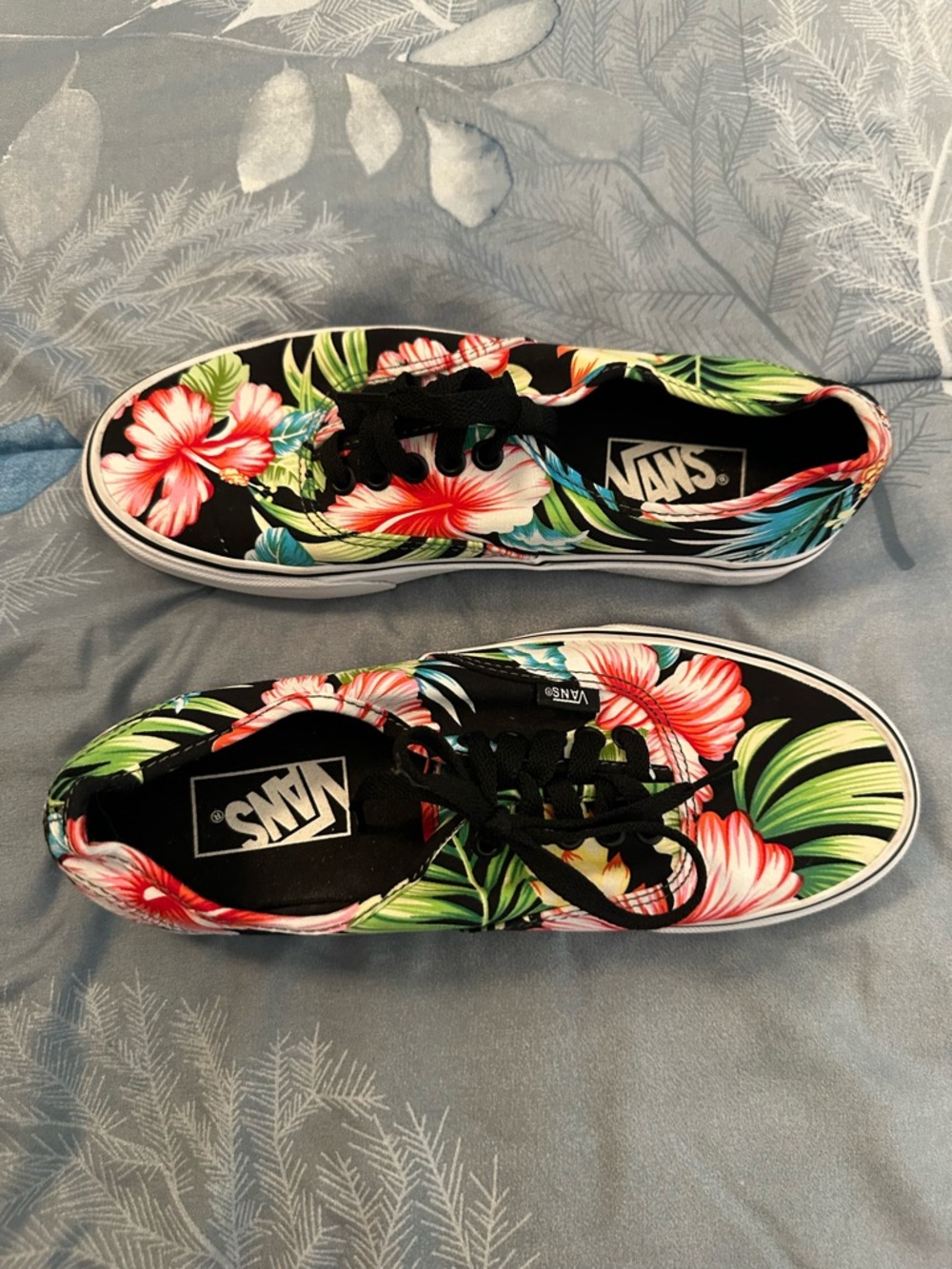 Like New Vans Floral Hawaiian Black Colorway sneakers sz W8 M 6.5 - Picture 6 of 10